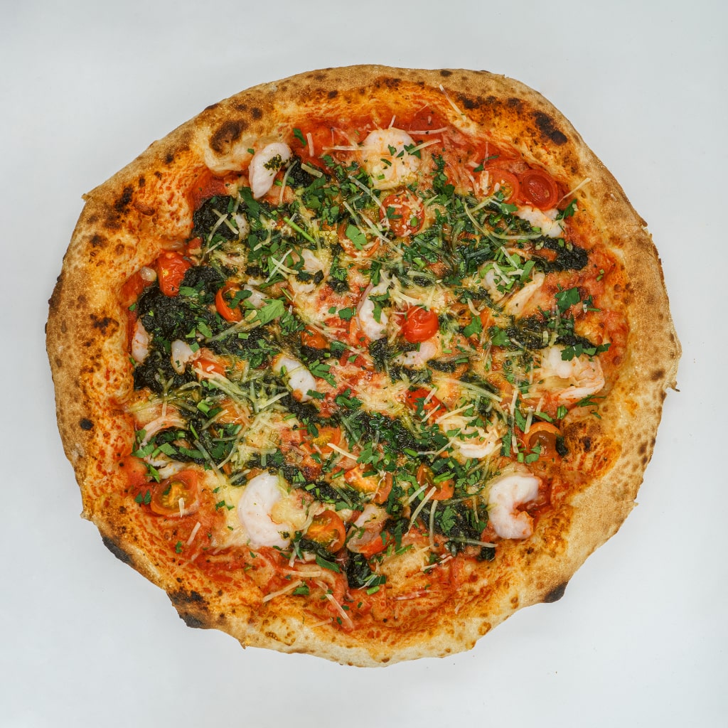Pizza con Camarones Gamberetti